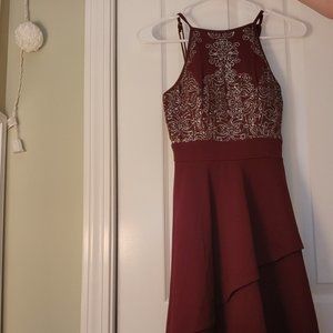 Maroon glitter homecoming dress